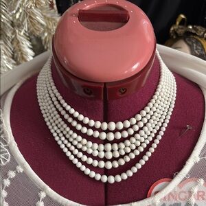 Vintage White Milk Glass Bead Necklace